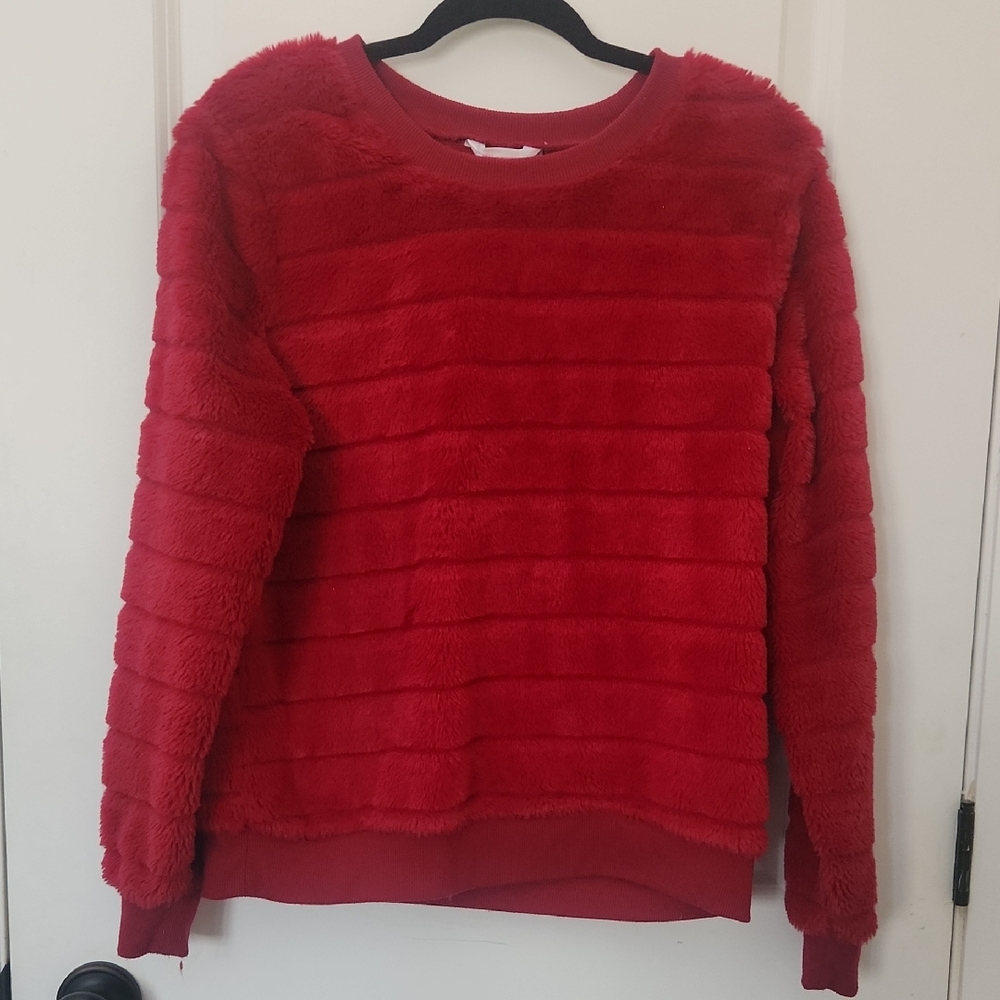 No Boundaries Vibrant Red Fuzzy Sweater